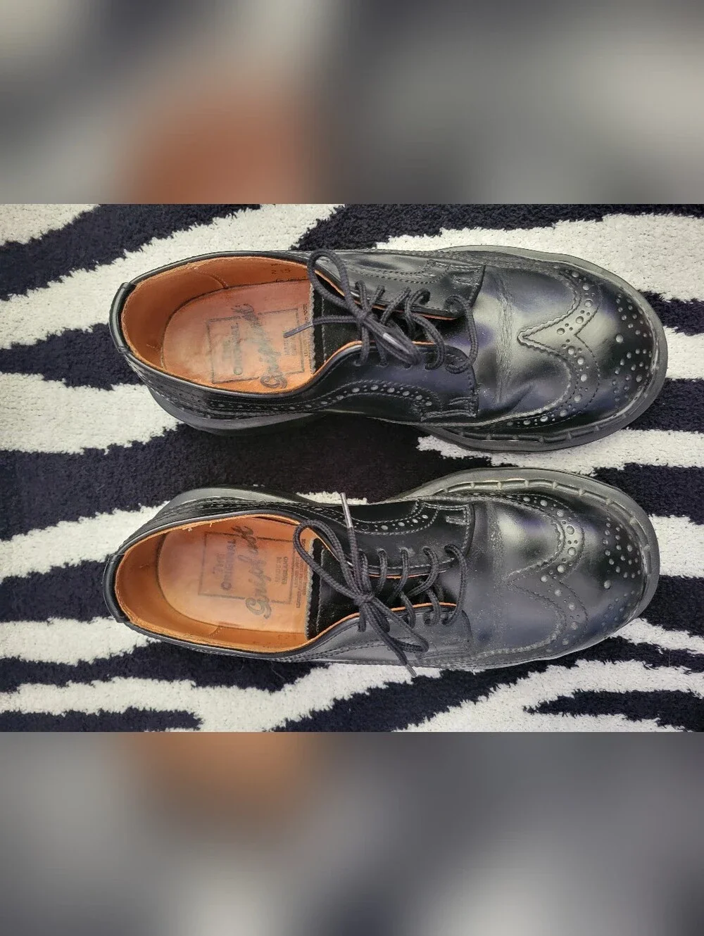 *RARE* Vintage 90s Gripfast MIE Black Leather Steel Toe Brogue Shoes UK 4/US W6